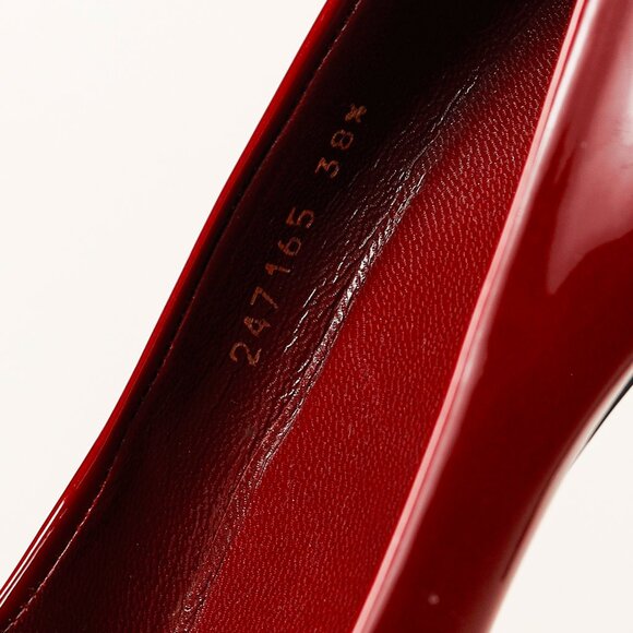 Gucci Burgundy Vernice Crystal Square-Toe Platform Pumps - Picture 10 of 10